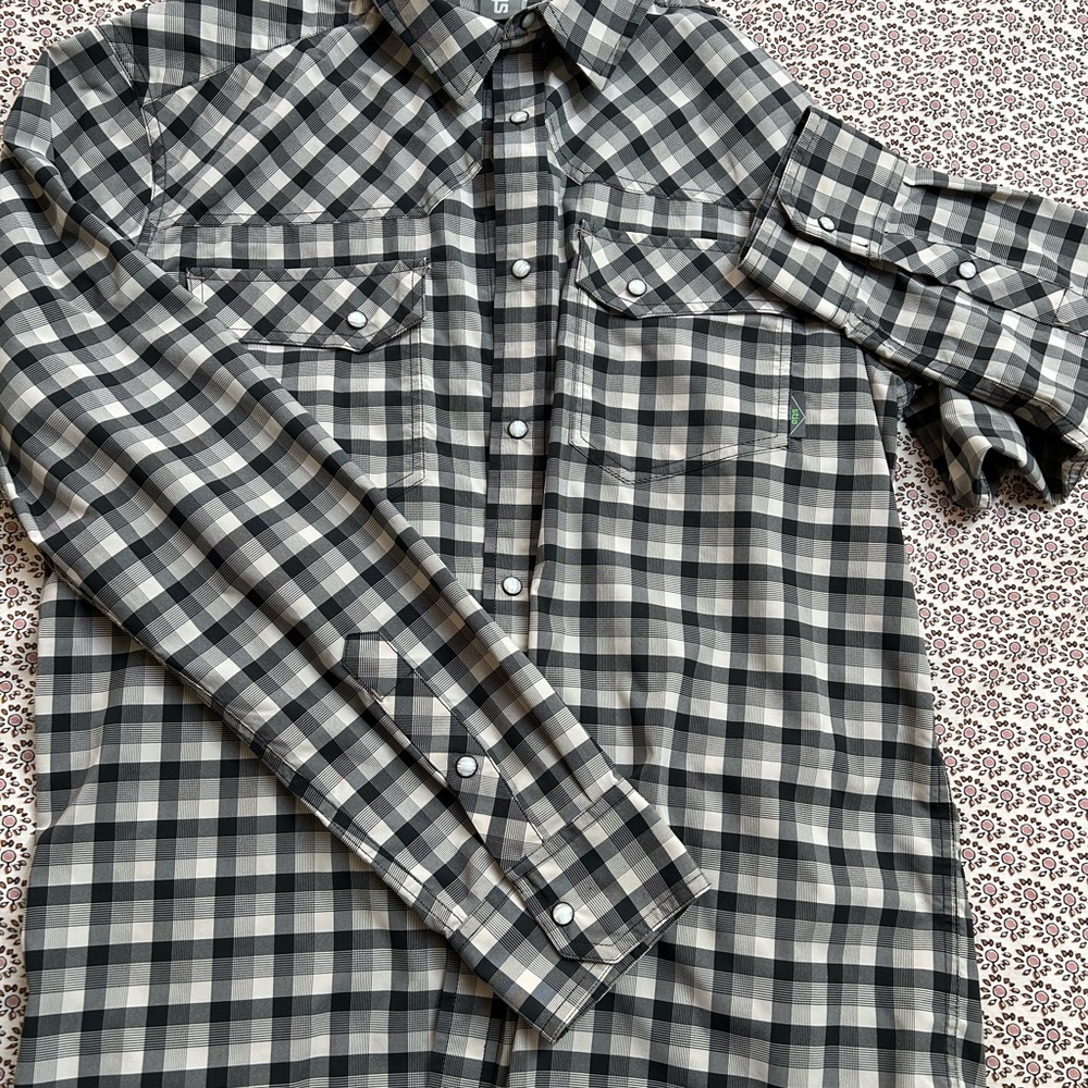 Black and White Casual Button Down Shirt
